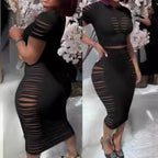 Damen figurbetontes Kleid mit Cut-Outs und modernen Rippdetails R&B