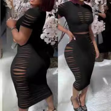 Damen figurbetontes Kleid mit Cut-Outs und modernen Rippdetails R&B