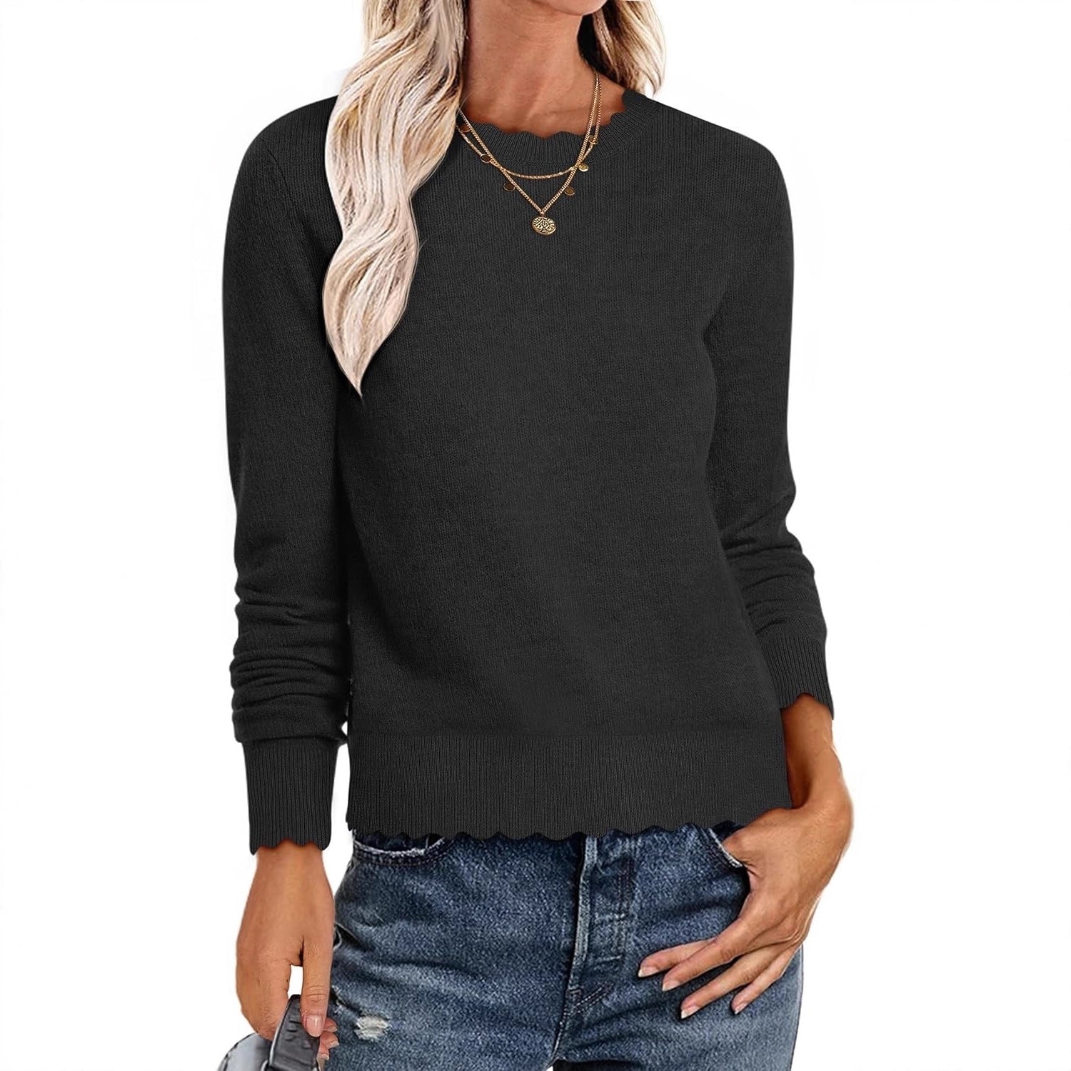 Damen Sweater mit Wellenkante R&B