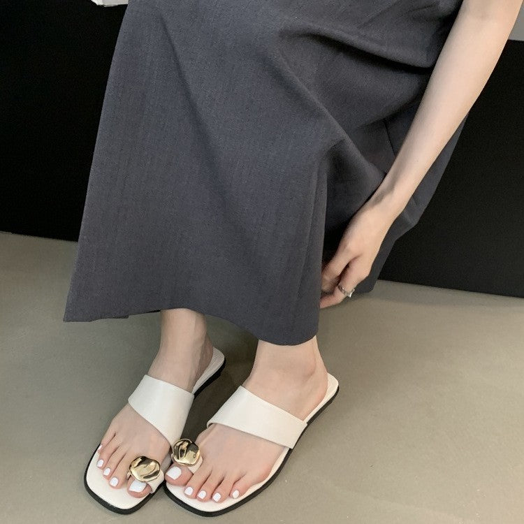 Damen modische Zehentrenner-Sandalen mit elegantem Dekorationsdetail R&B