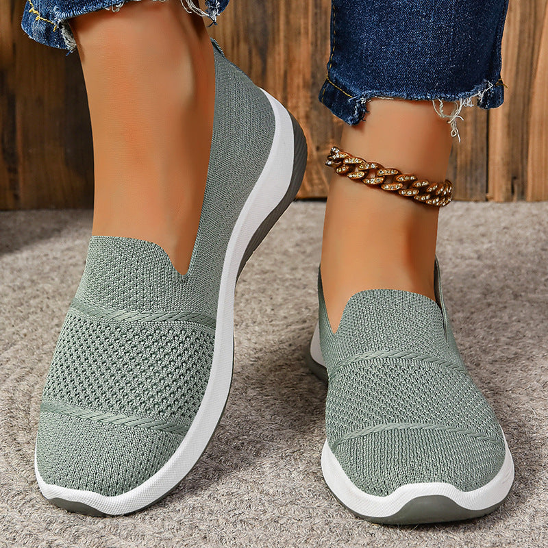 Damen Bequeme Slip-On Schuhe mit atmungsaktivem Strickdesign R&B
