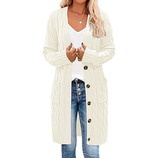 Damen Strickjacke mit Kabelmuster und Taschen R&B