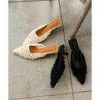 Damen elegante Mules mit rüschendem Design R&B
