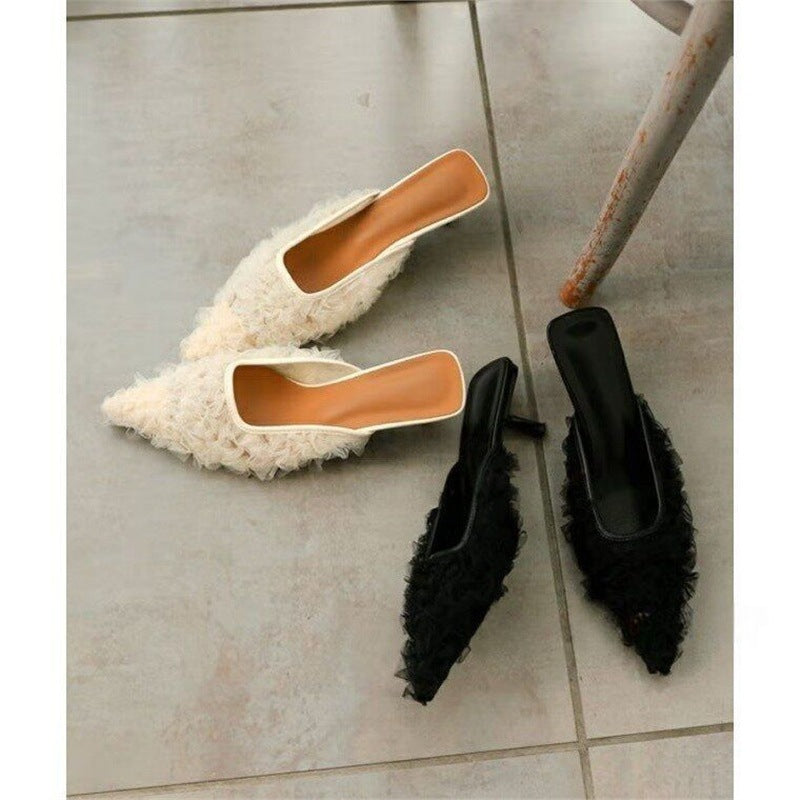Damen elegante Mules mit rüschendem Design R&B