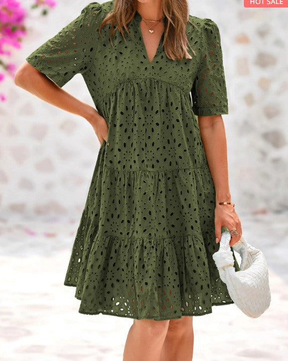 Damen Luftige Sommerkleid mit Spitzenstickerei R&B