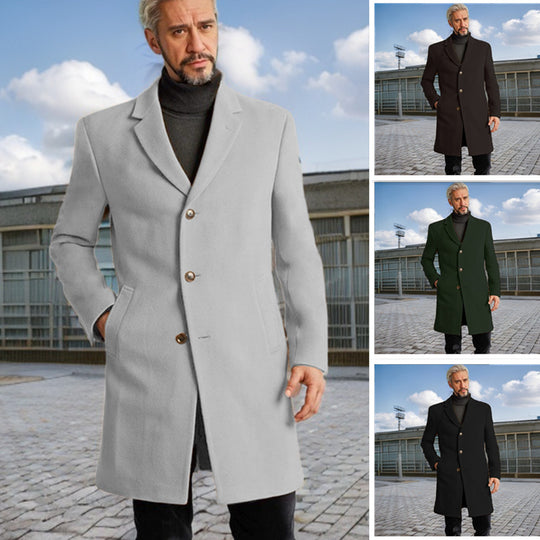 Herren Eleganter Langmantel mit modischen Knöpfen und hochwertigem Stoff R&B