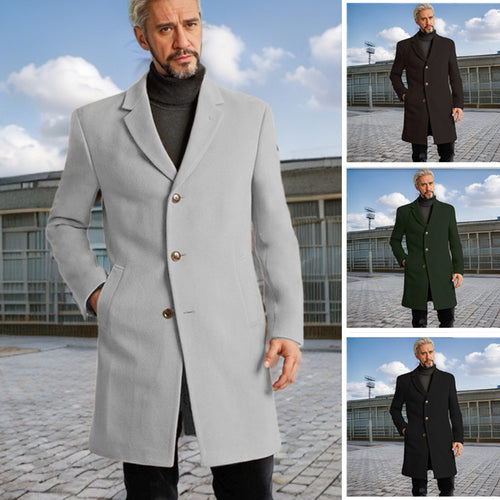 Herren Eleganter Langmantel mit modischen Knöpfen und hochwertigem Stoff R&B