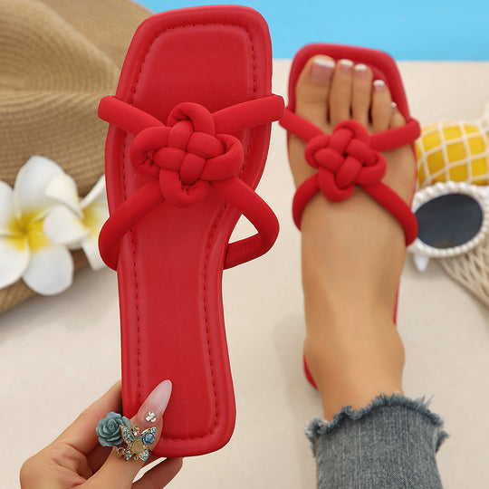 Damen modische Flip-Flops mit floralen Knoten-Details R&B