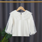 Mädchen elegante Bluse mit transparenten Tüllärmeln R&B