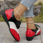 Damen elegante Schnürschuhe mit hochglänzendem Obermaterial und ergonomischer Sohle R&B