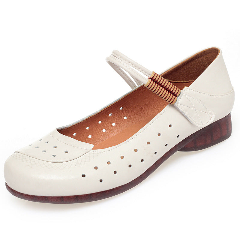 Damen atmungsaktive und bequeme Mary Jane Ballerinas mit elastischem Riemen R&B