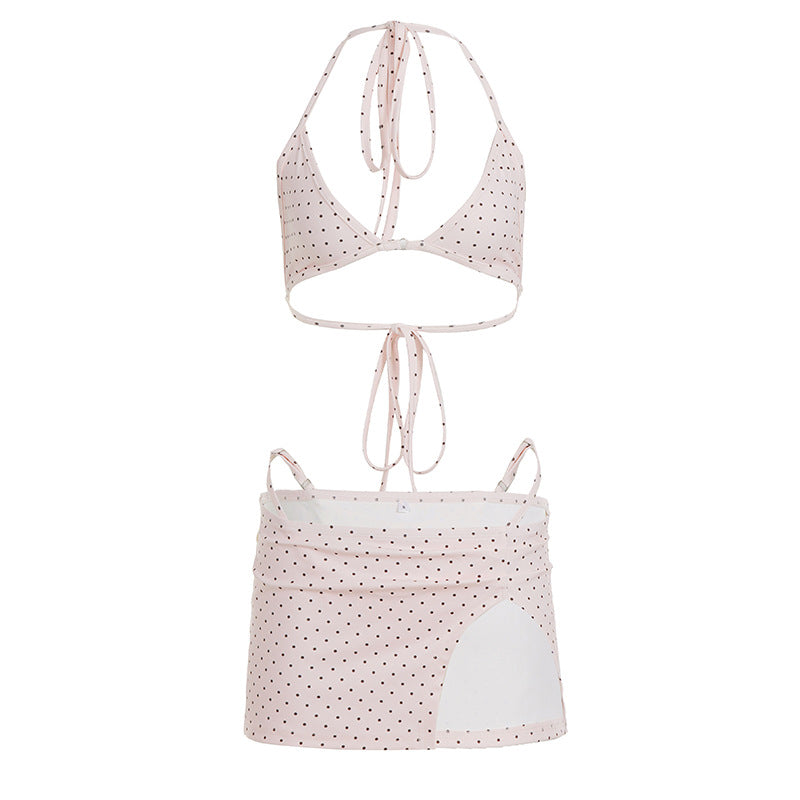 Damen Bikini-Set mit gepunktetem Design und verspieltem Rock R&B