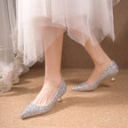 Damen elegante glitzernde Pumps mit spitz zulaufender Form