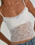 Damen Spitzen-Cami-Top mit zarter Blumenstickerei und feinen Trägern R&B