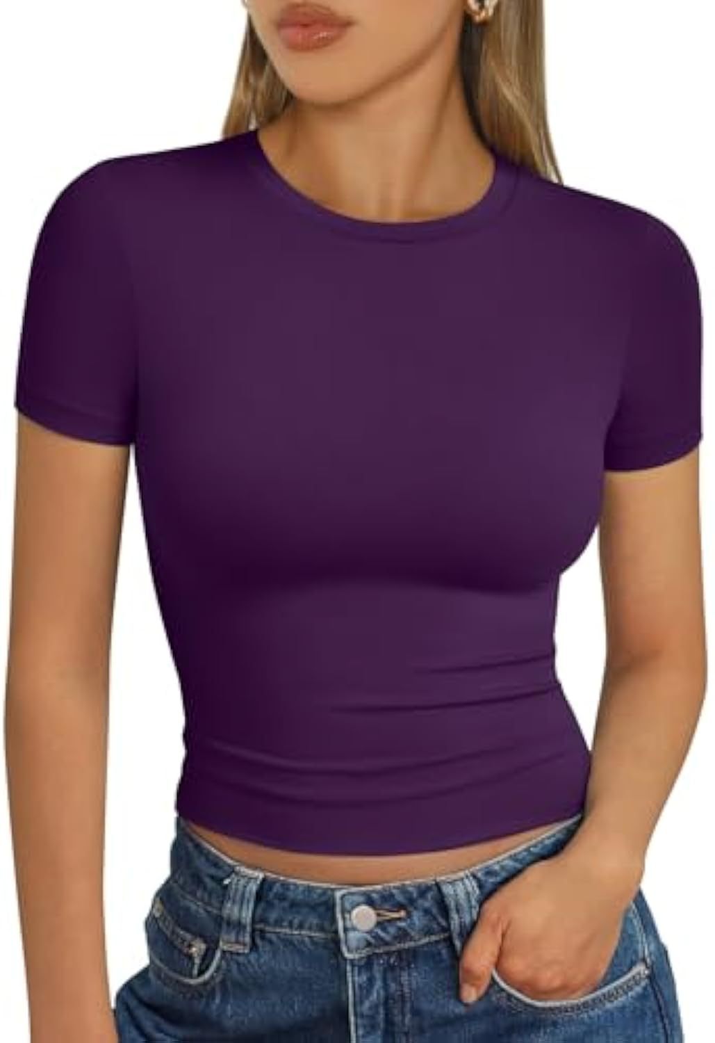 Damen figurbetontes Kurzarmshirt aus elastischem Material R&B