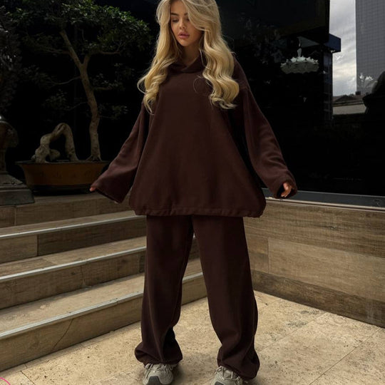 Damen Oversized Sweatset mit Kapuze und elastischen Bündchen R&B