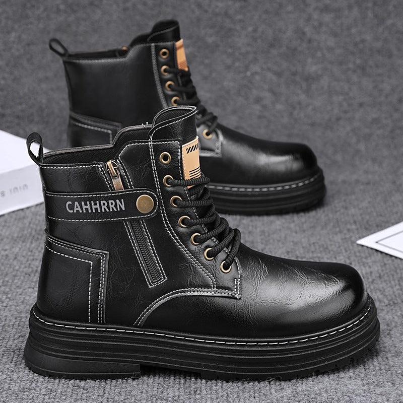 Damen modische Stiefeletten mit robustem Profil und Reißverschluss R&B