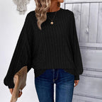 Damen Pullover mit eleganten Ballonärmel und Rippenstruktur R&B