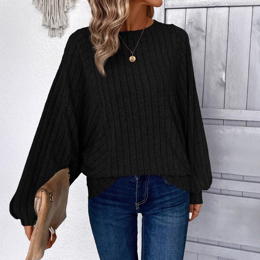 Damen Pullover mit eleganten Ballonärmel und Rippenstruktur R&B