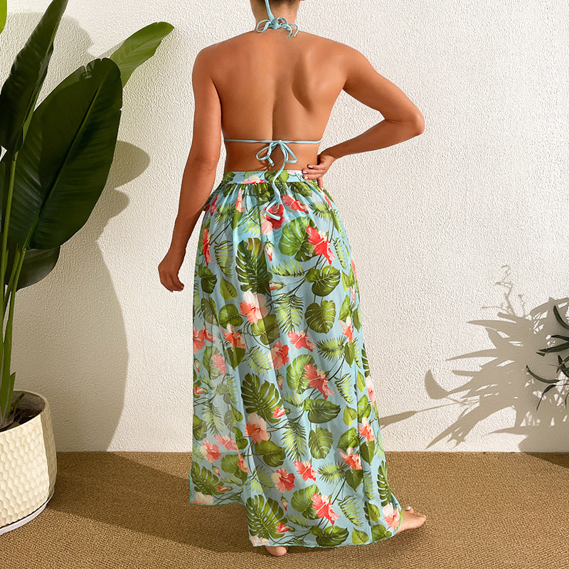 Damen Bikini-Set mit floralem Maxi-Rock R&B