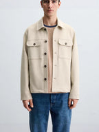 Herren modische Overshirt-Jacke mit robusten Brusttaschen und praktischen Druckknöpfen Hedi-Mode