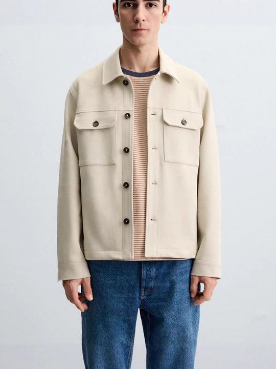 Herren modische Overshirt-Jacke mit robusten Brusttaschen und praktischen Druckknöpfen Hedi-Mode