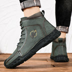 Damen robuste Schnürboots aus Kunstleder mit rutschfester Profilsohle