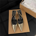 Damen Slingback High Heel Pumps mit spitzem Design und elegantem Metallfinish R&B