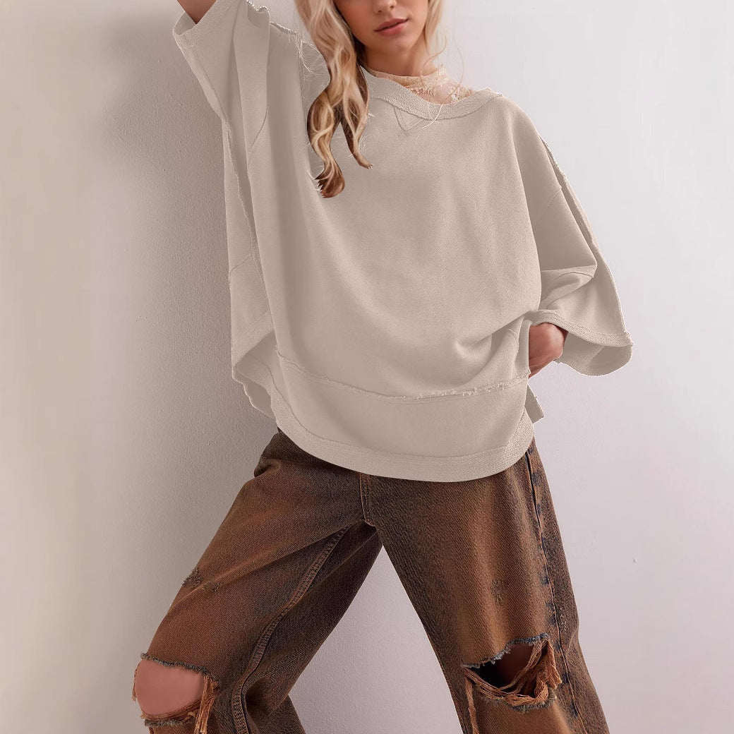 Damen oversized Sweatshirt mit fließendem Schnitt R&B