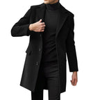 Herren eleganter Wollmantel mit klassischem Revers und verdeckten Knöpfen R&B
