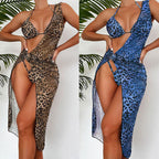 Damen Triangel-Bikini mit modischem Halter-Top und transparentem Sarong