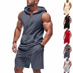 Herren Sportliches Kapuzenset mit kurzer Hose und praktischen Taschen