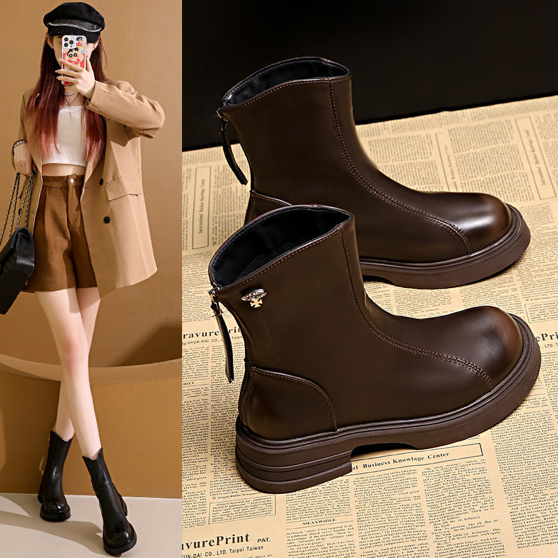 Damen Elegante und bequeme Stiefeletten aus hochwertigem Kunstleder mit seitlichem Reißverschluss R&B