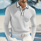 Herren Langarm-Polohemd mit strukturiertem Design R&B