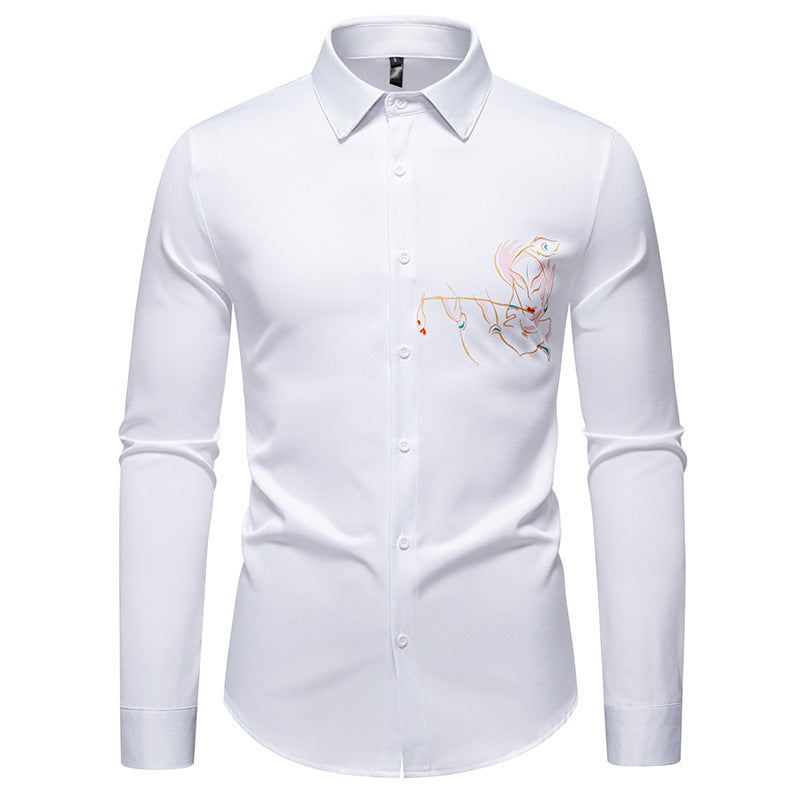 Herren Langarmhemden mit einzigartigem Stickdesign R&B