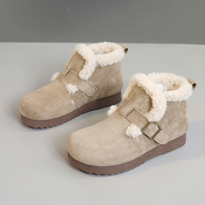 Damen Bequeme Winterstiefeletten mit weichem Innenfutter und modernem Riemendesign R&B