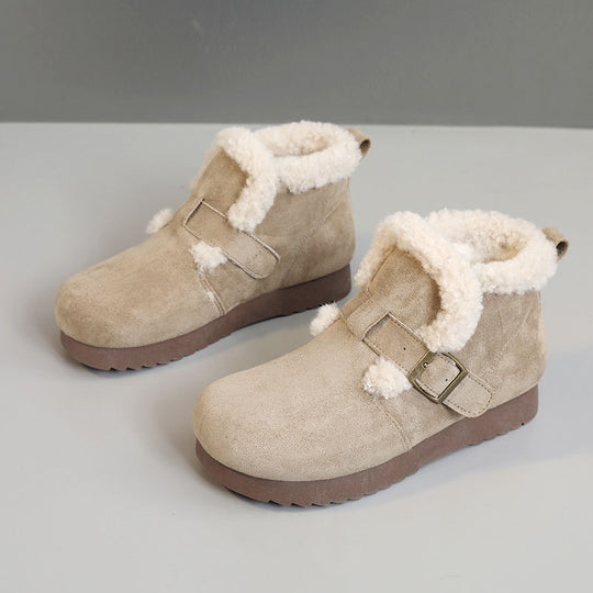 Damen Bequeme Winterstiefeletten mit weichem Innenfutter und modernem Riemendesign R&B