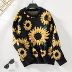 Damen kuscheliger Pullover mit Sonnenblumenmotiv