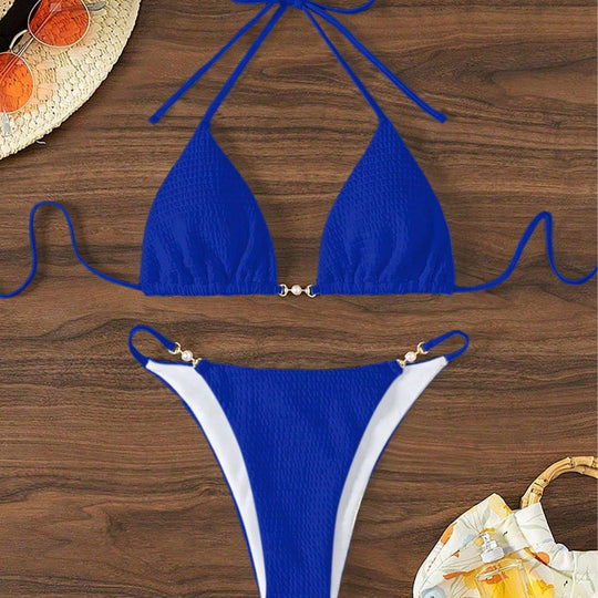 Damen Triangel-Bikini mit modischen Schnürdetails und eleganten Akzenten R&B
