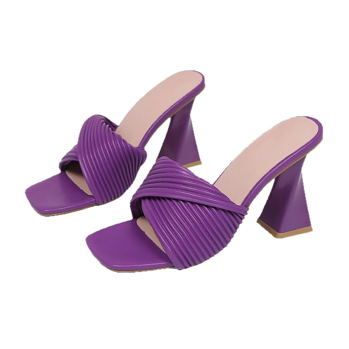 Damen elegante Plateau-Pantoletten mit geflochtenem Riemendesign R&B