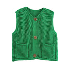 Damen Strickweste mit Knopfdetails und praktischen Taschen R&B