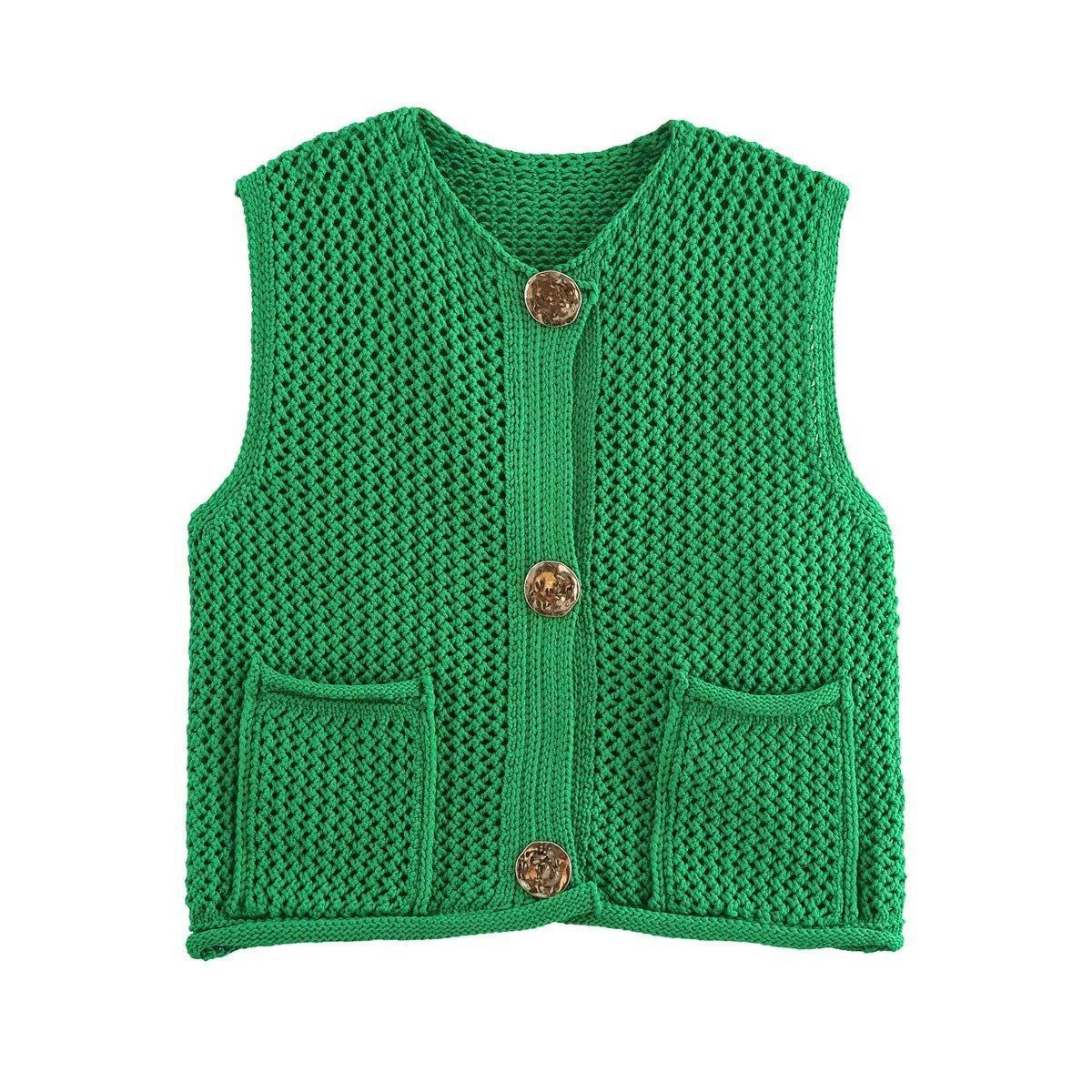 Damen Strickweste mit Knopfdetails und praktischen Taschen R&B