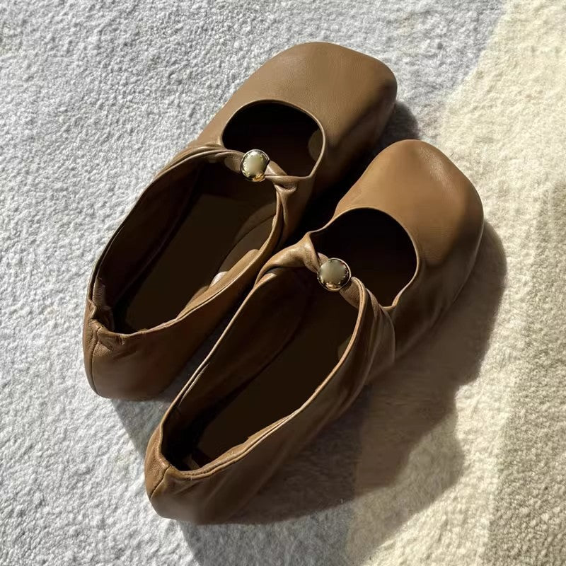 Damen Ballerinas mit dekorativem Kettenakzent und modischer Knopfdetail R&B