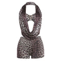 Damen Leopardenmuster Halterneck Overall R&B