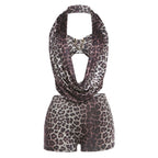 Damen Leopardenmuster Halterneck Overall R&B