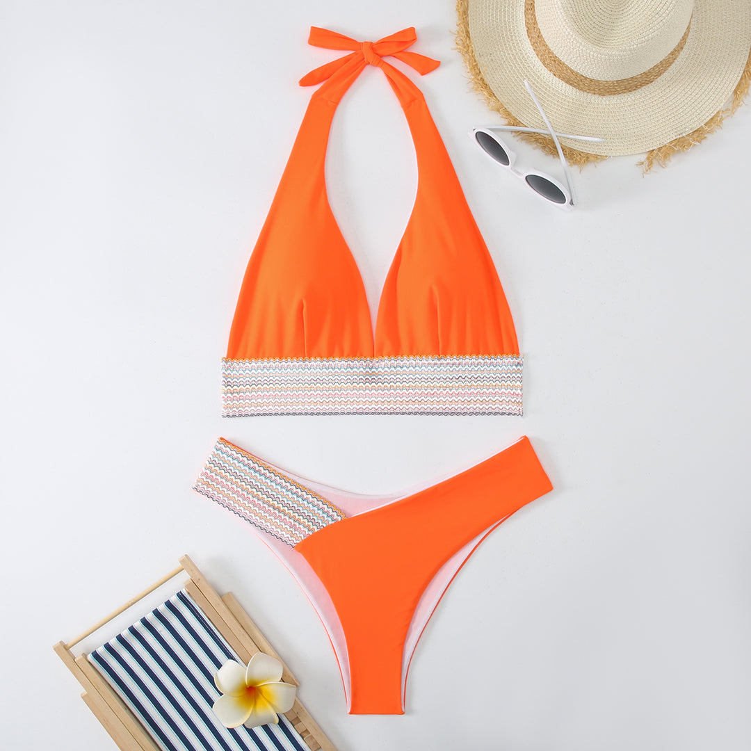 Damen Triangel-Bikini-Set mit modischem Wickelband R&B