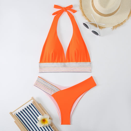 Damen Triangel-Bikini-Set mit modischem Wickelband R&B