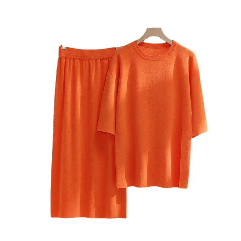 Damen stilvolles Strickset mit lässigem Schnitt und seitlichem Schlitz R&B