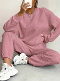 Damen gemütlicher Strick-Loungewear-Set mit Struktur