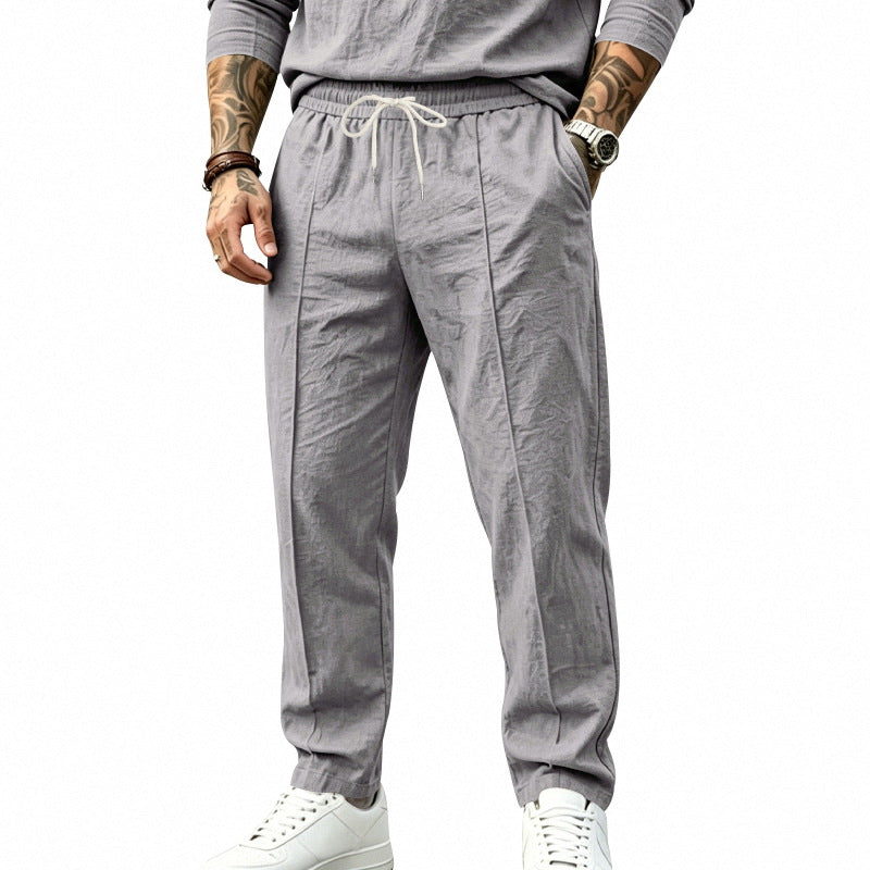 Herren nan tapered Freizeit-Chinohose mit elastischem Tunnelzugbund, dekorativer Bügelfalte und seitlichen Eingrifftaschen R&B